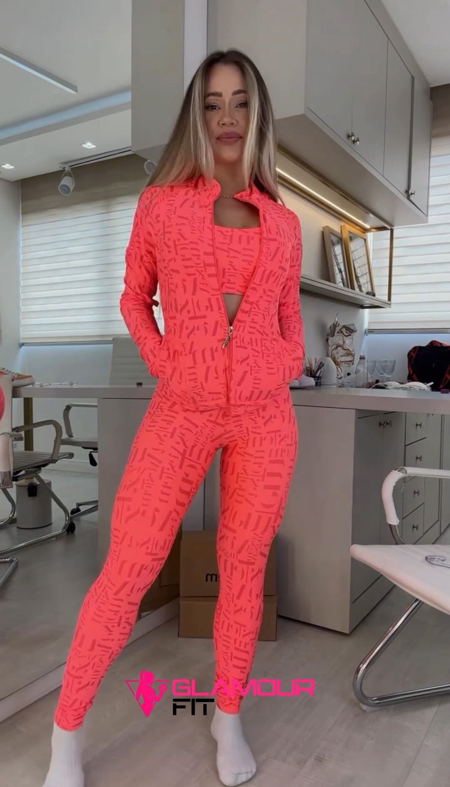 3 Peças Top + Legging + Jaqueta